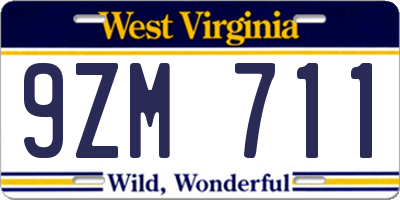 WV license plate 9ZM711