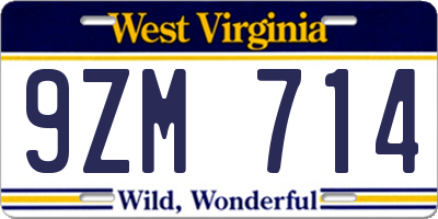 WV license plate 9ZM714