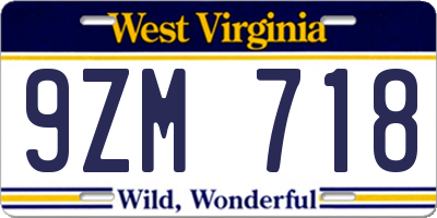 WV license plate 9ZM718