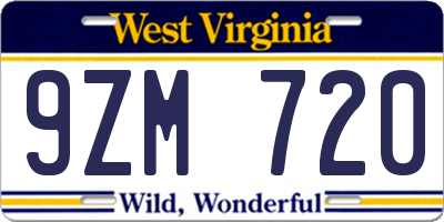 WV license plate 9ZM720
