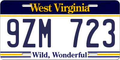 WV license plate 9ZM723