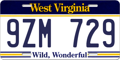WV license plate 9ZM729