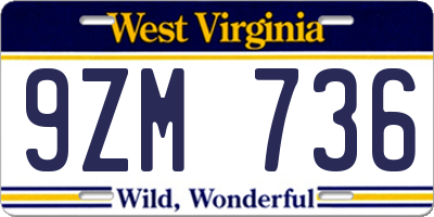 WV license plate 9ZM736