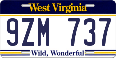 WV license plate 9ZM737