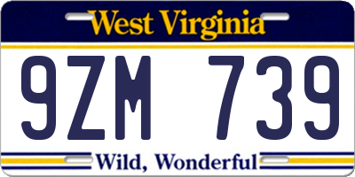WV license plate 9ZM739