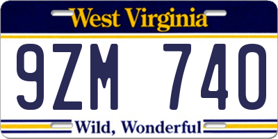 WV license plate 9ZM740