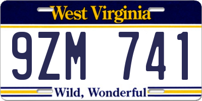 WV license plate 9ZM741