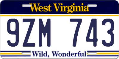 WV license plate 9ZM743