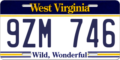 WV license plate 9ZM746