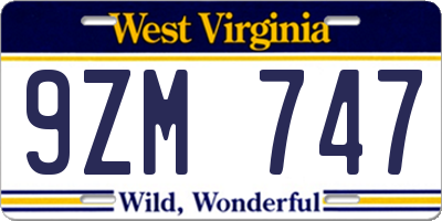 WV license plate 9ZM747