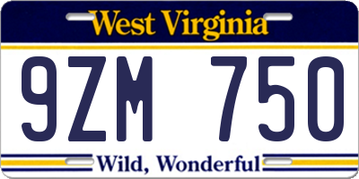 WV license plate 9ZM750