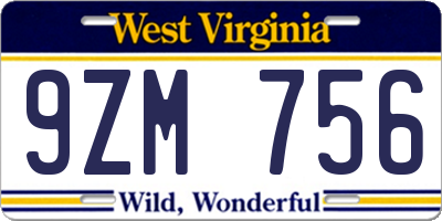 WV license plate 9ZM756