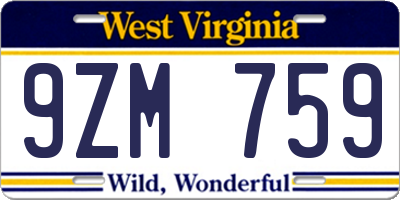 WV license plate 9ZM759