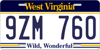 WV license plate 9ZM760