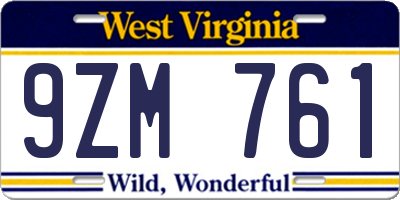 WV license plate 9ZM761