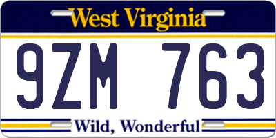 WV license plate 9ZM763