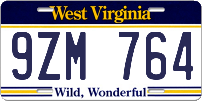 WV license plate 9ZM764