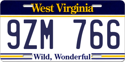 WV license plate 9ZM766
