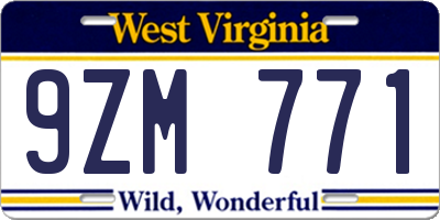 WV license plate 9ZM771