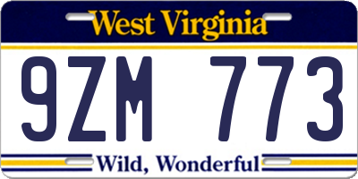 WV license plate 9ZM773