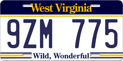 WV license plate 9ZM775