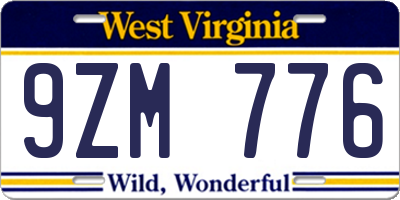 WV license plate 9ZM776
