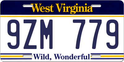WV license plate 9ZM779