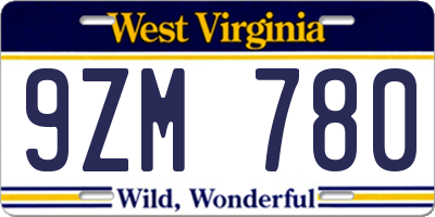 WV license plate 9ZM780