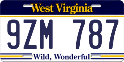 WV license plate 9ZM787