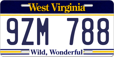 WV license plate 9ZM788