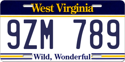 WV license plate 9ZM789