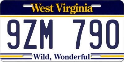 WV license plate 9ZM790