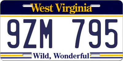 WV license plate 9ZM795