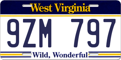 WV license plate 9ZM797