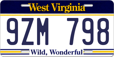 WV license plate 9ZM798