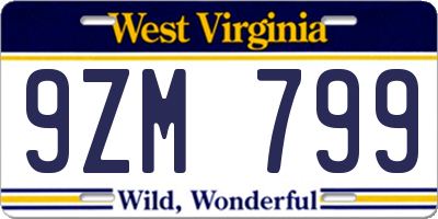 WV license plate 9ZM799