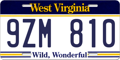WV license plate 9ZM810