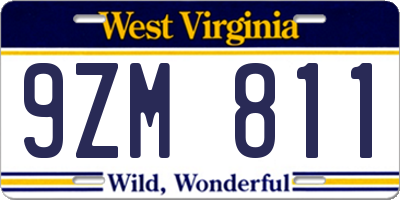 WV license plate 9ZM811