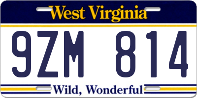 WV license plate 9ZM814