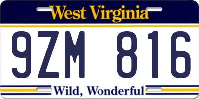 WV license plate 9ZM816