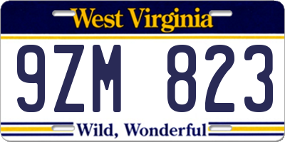 WV license plate 9ZM823