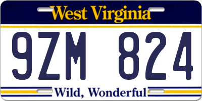 WV license plate 9ZM824