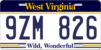 WV license plate 9ZM826