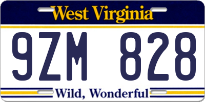 WV license plate 9ZM828