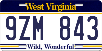 WV license plate 9ZM843