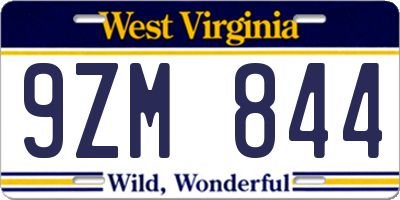 WV license plate 9ZM844