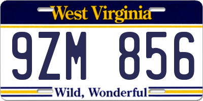 WV license plate 9ZM856