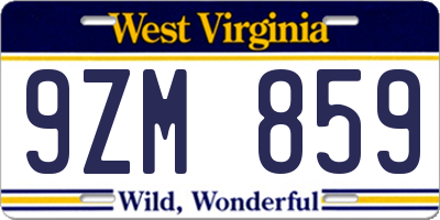 WV license plate 9ZM859