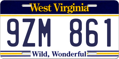 WV license plate 9ZM861