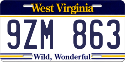 WV license plate 9ZM863